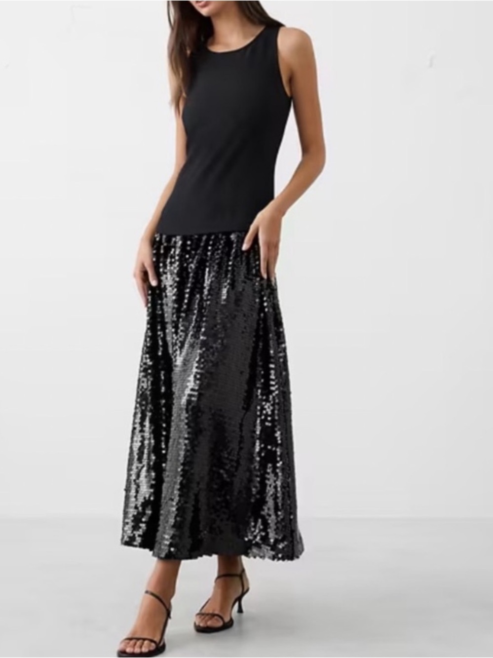 New Banana Republic Black Sequin Maxi Skirt
